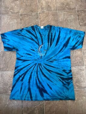 Vintage Acapulco Mexico Blue Tie-Dye Marlin Fishing Graphic T-Shirt - Men